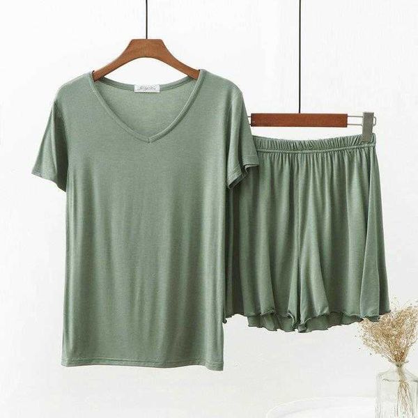 spring and summer thin modal cotton home wear womens short sleeved shorts pajamas
spring and summer thin modal cotton home wear womens short sleeved shorts pajamas