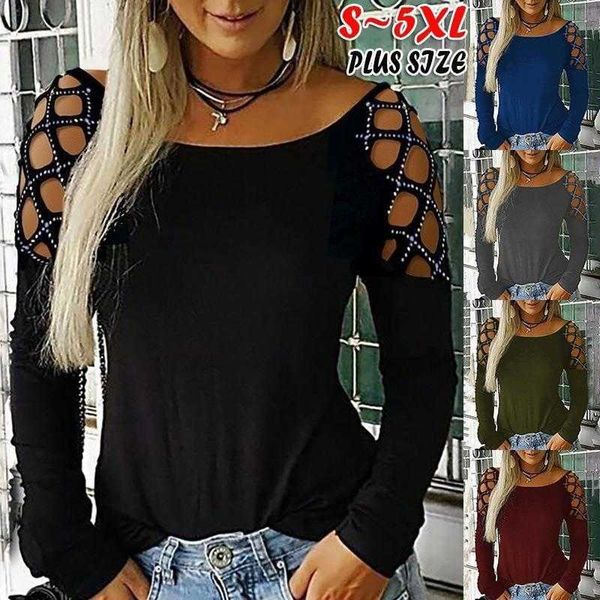 autumn rhinestone shirt hollow out round neck off shoulder casual women long, White
autumn rhinestone shirt hollow out round neck off shoulder casual women long, White