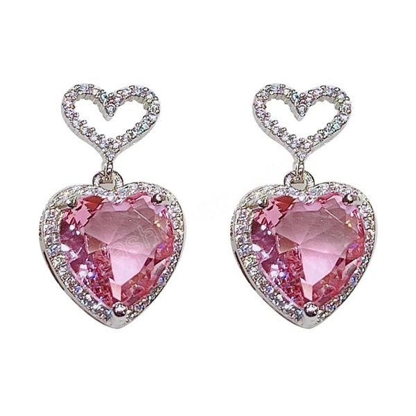 cute sweet heart dangle earrings hanging shine pink cubic zirconia romantic minimalist jewelry for women wedding engagement gifts, Silver
cute sweet heart dangle earrings hanging shine pink cubic zirconia romantic minimalist jewelry for women wedding engagement gifts, Silver