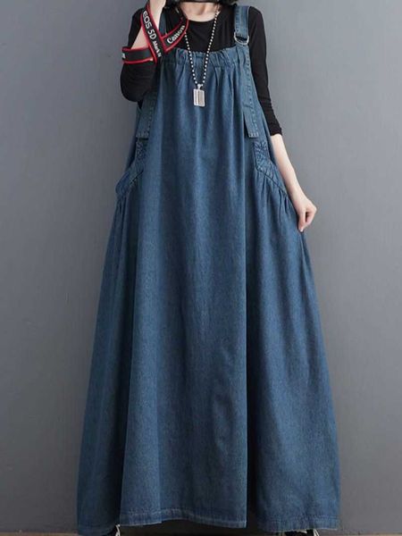 woman spring autumn denim spaghetti strap sleeveless temperament dress female oversized ankle-length straight pullover dress, White;black
woman spring autumn denim spaghetti strap sleeveless temperament dress female oversized ankle-length straight pullover dress, White;black