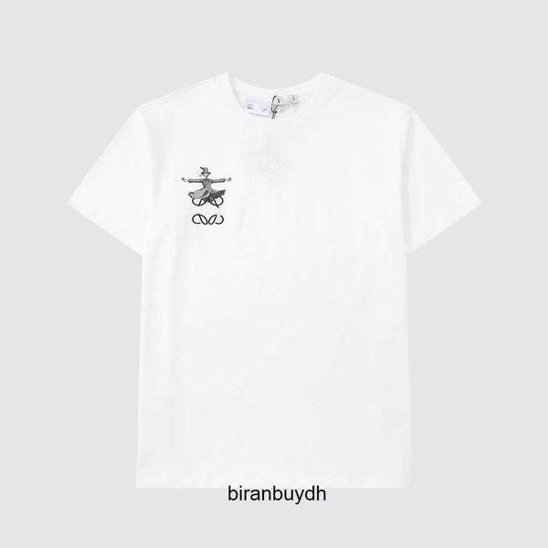 designer men's t-shirts high edition luxury fashion luo family co branded anime character embroidery and women's os loose short sl, White;black