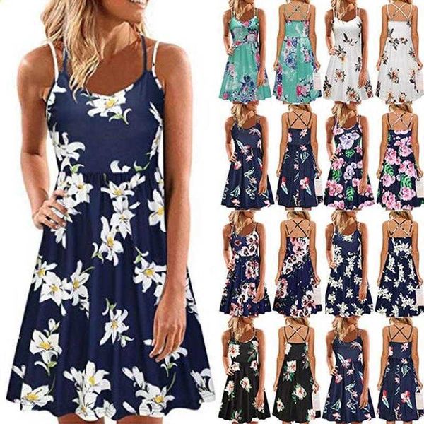 womens summer dresses sleeveless spaghetti strap floral print round neck dress, Black;gray
womens summer dresses sleeveless spaghetti strap floral print round neck dress, Black;gray