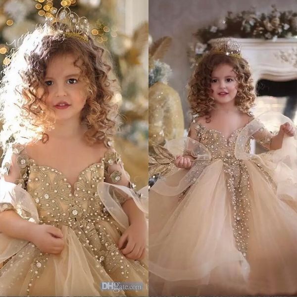 new champagne ball gown girls pageant dresses lace appliques long sleeves pearls princess organza puffy kids flower girls birthday gowns, White;blue
new champagne ball gown girls pageant dresses lace appliques long sleeves pearls princess organza puffy kids flower girls birthday gowns, White;blue