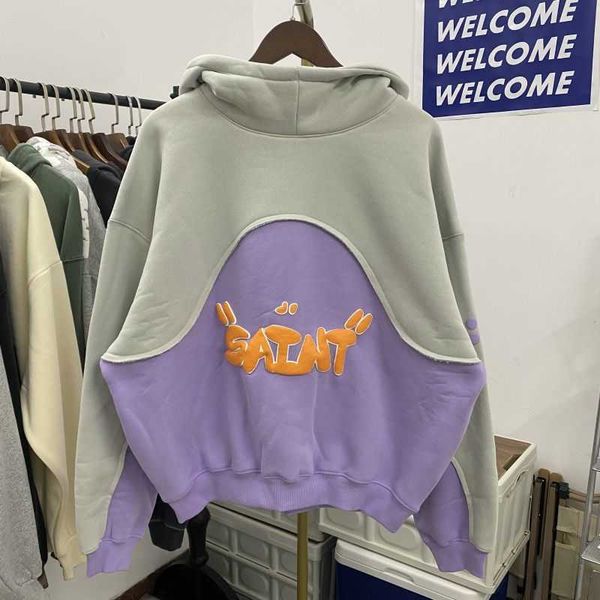 autumn/winter 2022 new saint foam letter print two color panel sweater men's and women's loose suede hoodie fashion, Black
autumn/winter 2022 new saint foam letter print two color panel sweater men's and women's loose suede hoodie fashion, Black