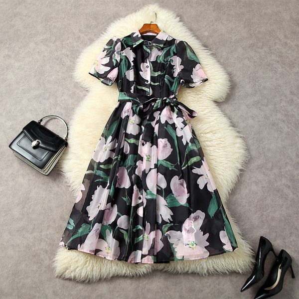 casual dresses european and american women's clothes 2023 spring new lapel short sleeve single breasted floral print fashion belt dress, Black;gray
casual dresses european and american women's clothes 2023 spring new lapel short sleeve single breasted floral print fashion belt dress, Black;gray