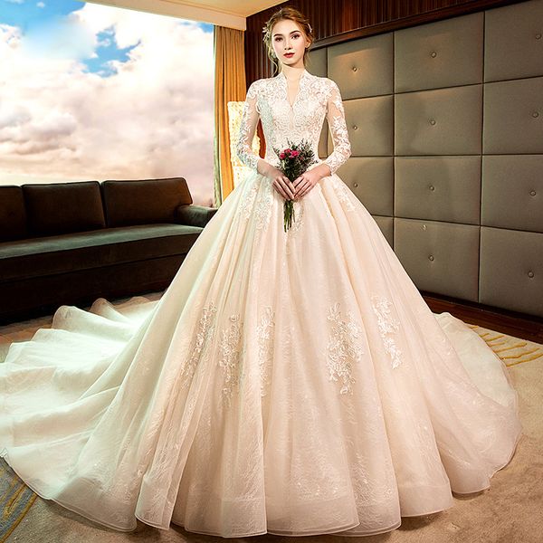 luxury dubai ball gown wedding dresses long sleeve lace sheer crystal neck crystal beaded appliqued bridal gowns lace sequined designer eleg, White
luxury dubai ball gown wedding dresses long sleeve lace sheer crystal neck crystal beaded appliqued bridal gowns lace sequined designer eleg, White