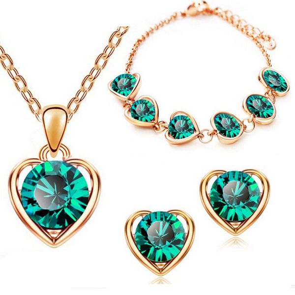 wholesale heart-shaped pendant necklace ear studs bracelet 3pcs sets inlaid rhinestone crystal twinkle decorate adjeustable length american, Silver
wholesale heart-shaped pendant necklace ear studs bracelet 3pcs sets inlaid rhinestone crystal twinkle decorate adjeustable length american, Silver