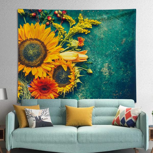 

Background cloth ins hanging cloth sunflower wall cloth wallpaper net red homestay wall decoration bedside bedroom background wall bed wall art, fine art