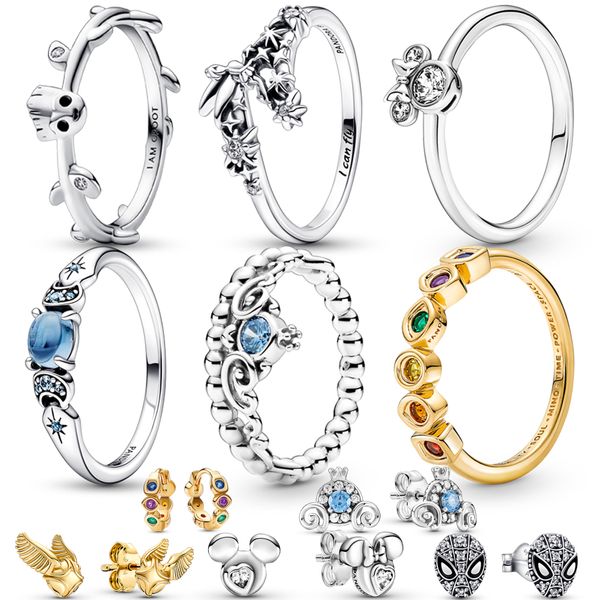 925 sterling silver pandora charm finger ring women's ring golden blue wedding engagement jewelry fashion accessories gift
925 sterling silver pandora charm finger ring women's ring golden blue wedding engagement jewelry fashion accessories gift