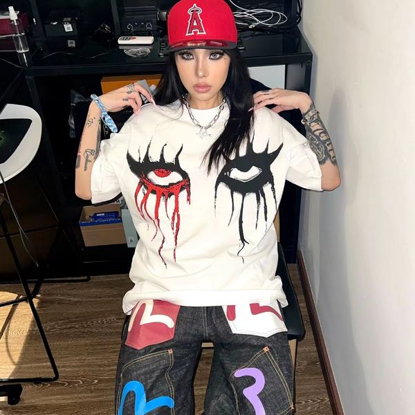womens tshirt harajuku goth retro 100% cotton oversized tshirt eye print european and american loose street shirt 230403, White
womens tshirt harajuku goth retro 100% cotton oversized tshirt eye print european and american loose street shirt 230403, White