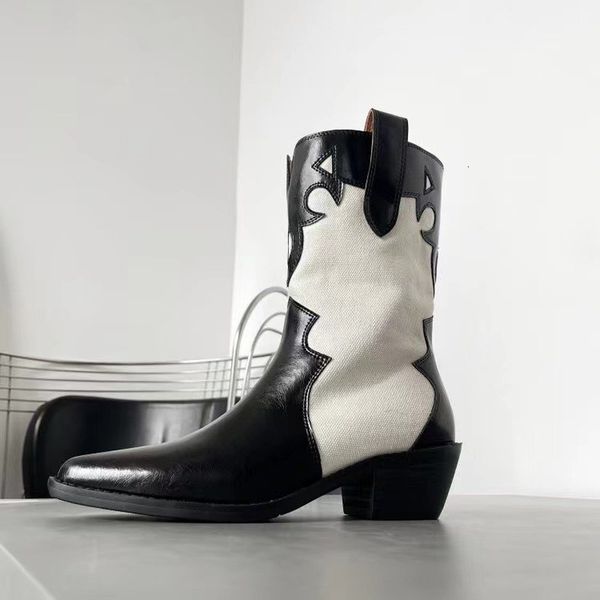 boots autumn winter women ankle boots pu leather wedge heels fashion pointed toe western cowboy shoes woman 230403, Black
boots autumn winter women ankle boots pu leather wedge heels fashion pointed toe western cowboy shoes woman 230403, Black