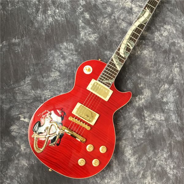 custom shop red flame carved cobalt abalone inlays fretboard standard electric guitar
custom shop red flame carved cobalt abalone inlays fretboard standard electric guitar