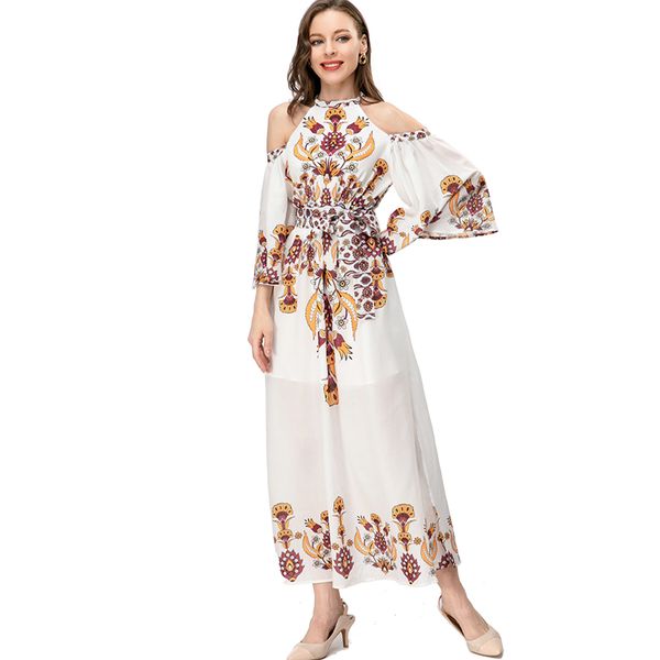 women's runway dresses o neck off the shoulder printed fashion elegant party prom gown, Black
women's runway dresses o neck off the shoulder printed fashion elegant party prom gown, Black