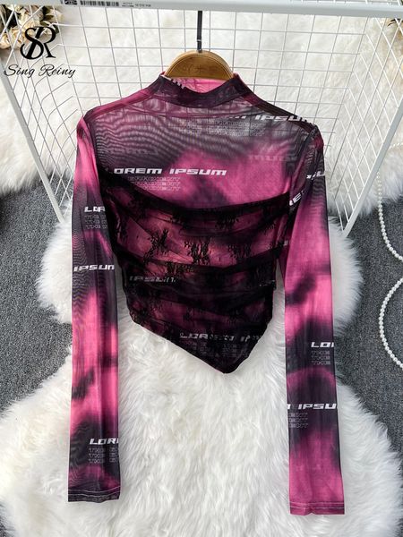 women's t-shirt singreiny gradient mesh women american style fashion letter long sleeve stand neck sheer autumn thin sun proof t shirt, White
women's t-shirt singreiny gradient mesh women american style fashion letter long sleeve stand neck sheer autumn thin sun proof t shirt, White