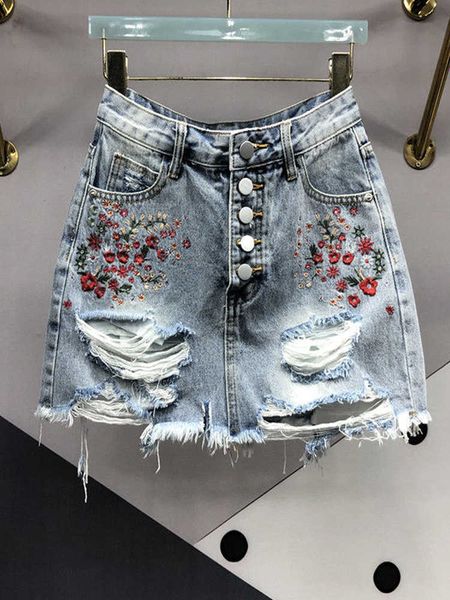 skirts women's summer perforated embroidered denim skirt new single breasted high waist wrapped hip anti stray light a line short skirt, Black
skirts women's summer perforated embroidered denim skirt new single breasted high waist wrapped hip anti stray light a line short skirt, Black