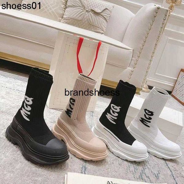 new mcqueens elastic knitted sock boots women's lovers thick soled high middle barrel martin boots thin short boots, Black
new mcqueens elastic knitted sock boots women's lovers thick soled high middle barrel martin boots thin short boots, Black