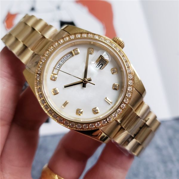 mens watch gold metal strap 36mm white dial couples watches mechanical movement with calendar wristwatch orologi di lusso, Slivery;brown
mens watch gold metal strap 36mm white dial couples watches mechanical movement with calendar wristwatch orologi di lusso, Slivery;brown