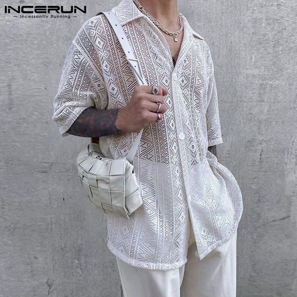 men's casual shirts incerun 2023 shirt mesh see through lapel short sleeve lace button camisas streetwear party nightclub clothing 7 23, White;black
men's casual shirts incerun 2023 shirt mesh see through lapel short sleeve lace button camisas streetwear party nightclub clothing 7 23, White;black