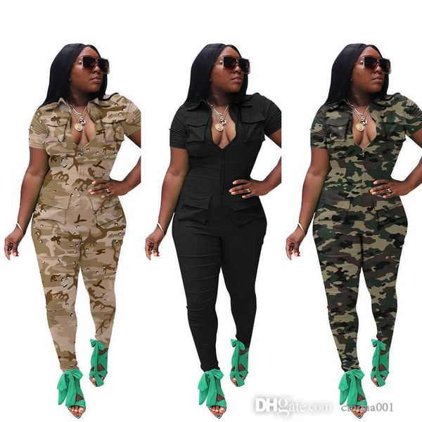 women jumpsuits designer 2023 new solid color zipper camouflage work clothes pocket pants ladies fashion casual rompers, Black;white
women jumpsuits designer 2023 new solid color zipper camouflage work clothes pocket pants ladies fashion casual rompers, Black;white