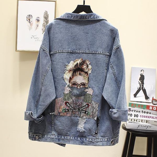 women denim jacket fashion streetwear women's jackets letter stylish chic printed ripped holes jean patchwork style jeans female coat, Black;brown
women denim jacket fashion streetwear women's jackets letter stylish chic printed ripped holes jean patchwork style jeans female coat, Black;brown