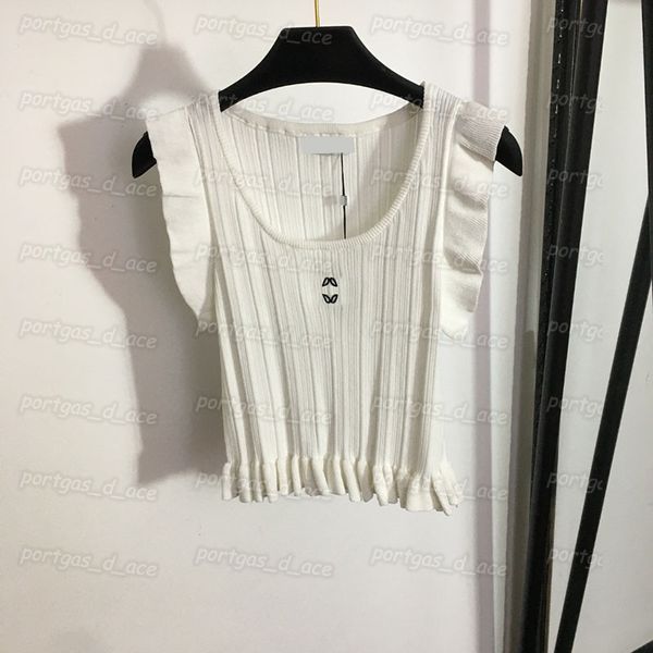 knit women t shirt letters embroidered tank ruffle short sleeve knitted vest 3 colors, Black
knit women t shirt letters embroidered tank ruffle short sleeve knitted vest 3 colors, Black