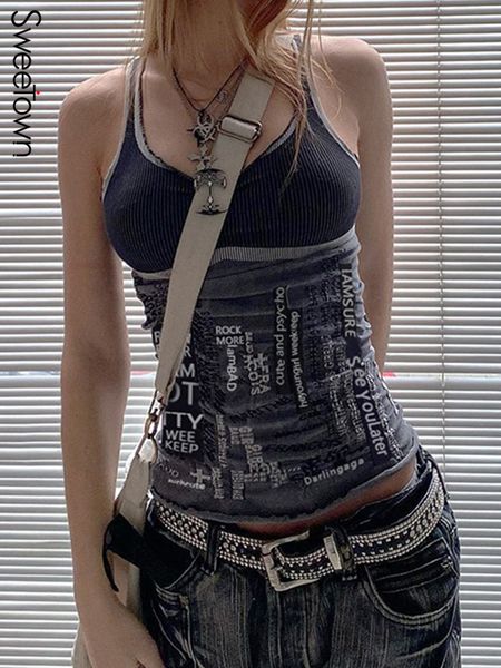 camisoles tanks sweetown letter print casual tank vest female slim basic y2k camisole summer sleeveless vintage streetwear 230403, Black;white
camisoles tanks sweetown letter print casual tank vest female slim basic y2k camisole summer sleeveless vintage streetwear 230403, Black;white