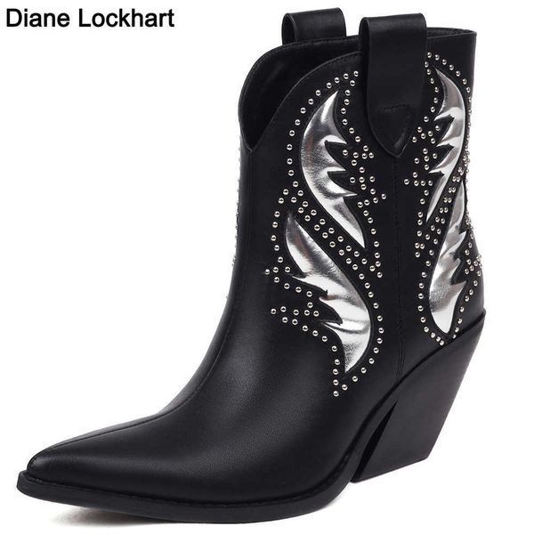 brand new rivet metal design women's western cowboy boots chunky heel fashion shoes women cossack ankle boots footwear female 230403, Black
brand new rivet metal design women's western cowboy boots chunky heel fashion shoes women cossack ankle boots footwear female 230403, Black