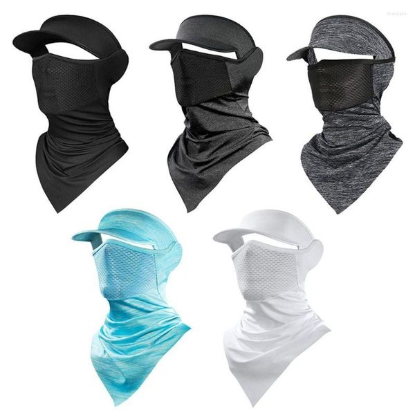 Image of Cycling Caps Summer Ice Silk Face Scarf Breathable Seamless Motorcycle Sun Protection Headgear Cover Outdoor Sports Fishing Visors Hats