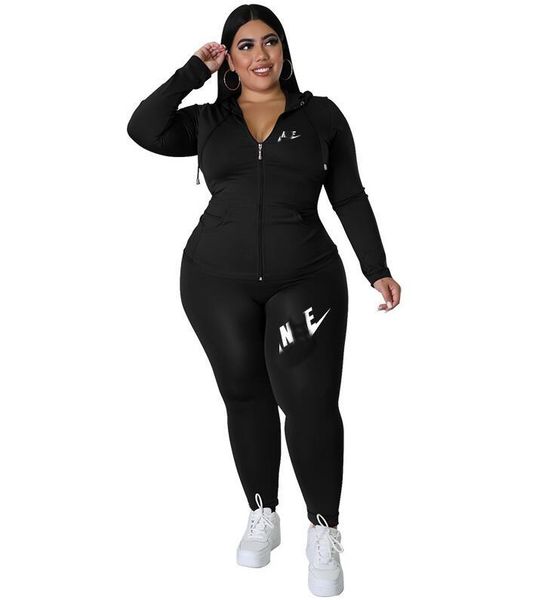 plus size women's two piece pants spring zipper hooded cardigan tracksuits women's clothing, White
plus size women's two piece pants spring zipper hooded cardigan tracksuits women's clothing, White