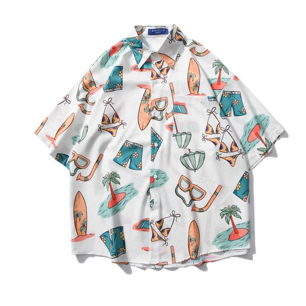 china-chic cartoon all over printed short sleeve shirts for men and women street hip hop loose bf casual hawaiian couple blouses, Black;white
china-chic cartoon all over printed short sleeve shirts for men and women street hip hop loose bf casual hawaiian couple blouses, Black;white