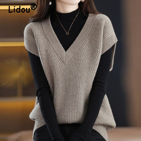 women's vests women's elegant solid color simple full matching sweater v-neck sleeveless women's autumn casual pull up warm k, Black;white
women's vests women's elegant solid color simple full matching sweater v-neck sleeveless women's autumn casual pull up warm k, Black;white
