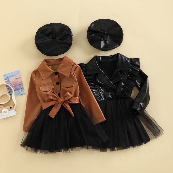 girl's dresses focusnorm 3-7y fashion little girls autumn dress with beret hats pu leather lace patchwork long sleeve tutu dress 230403, Red;yellow
girl's dresses focusnorm 3-7y fashion little girls autumn dress with beret hats pu leather lace patchwork long sleeve tutu dress 230403, Red;yellow