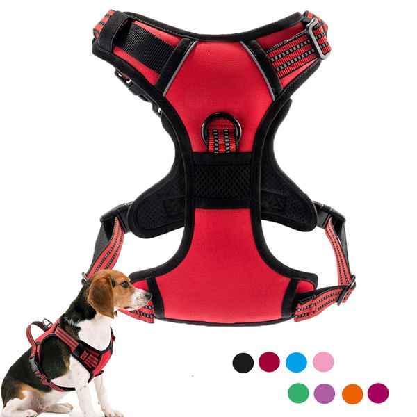 Dog Collars Leashes Pet Harness Large Small For Pitbull Reflective Safety s Adjustable Training Sport No Pull Vest Husky 230403