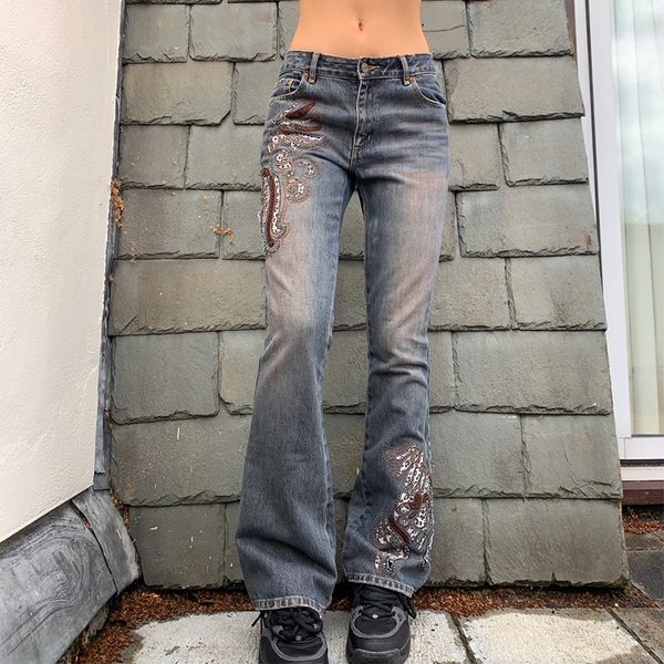 women s pants s korean style y2k jeans grunge fairycore vintage embroidery low waist flare kawaii trousers 230403, Black;white
women s pants s korean style y2k jeans grunge fairycore vintage embroidery low waist flare kawaii trousers 230403, Black;white