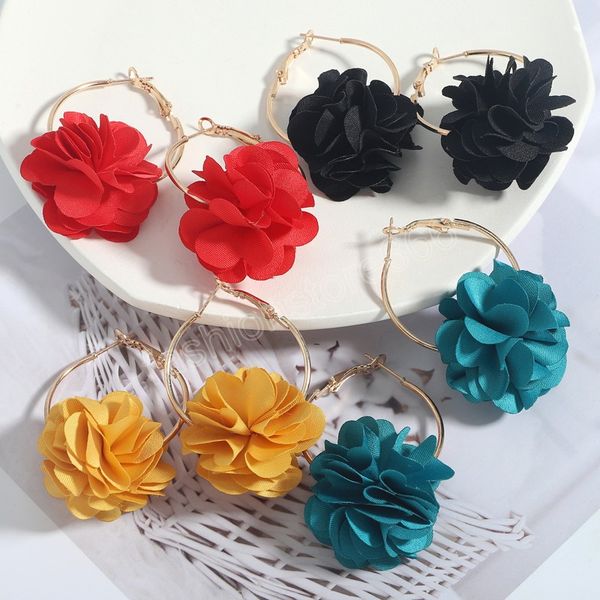 big fluffy fabric flower hoop earrings for women trendy elegant wedding circle earrings fashion jewelry accessories ladies, Golden;silver
big fluffy fabric flower hoop earrings for women trendy elegant wedding circle earrings fashion jewelry accessories ladies, Golden;silver