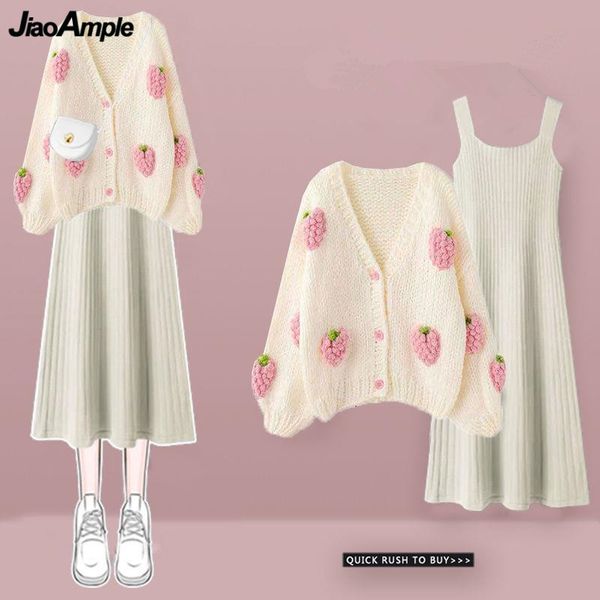 two piece dress women's sweet spring autumn winter pink sweater dress suit korean lady knit cardigan tank dresses set casual loose outf, White
two piece dress women's sweet spring autumn winter pink sweater dress suit korean lady knit cardigan tank dresses set casual loose outf, White