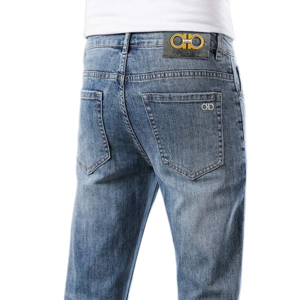 men's jeans spring summer thin denim slim fit european american high-end brand small straight pants hx3222h1, Blue
men's jeans spring summer thin denim slim fit european american high-end brand small straight pants hx3222h1, Blue