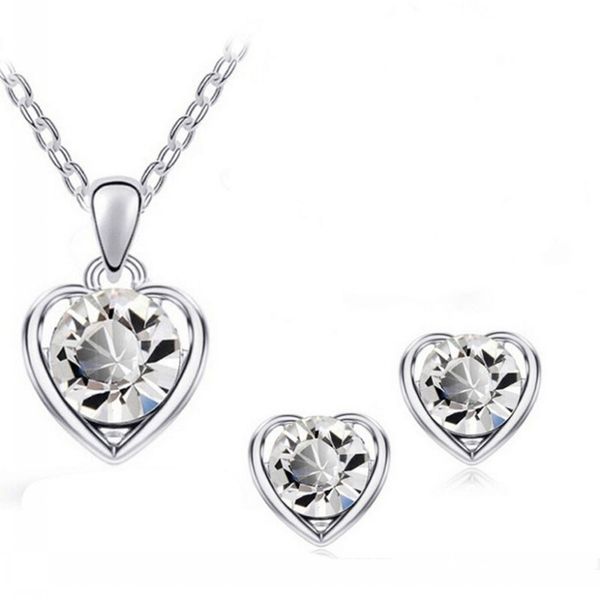 wholesale heart-shaped pendant necklace ear studs inlaid rhinestone crystal twinkle decorate adjeustable length american style elegant ornam, Silver
wholesale heart-shaped pendant necklace ear studs inlaid rhinestone crystal twinkle decorate adjeustable length american style elegant ornam, Silver