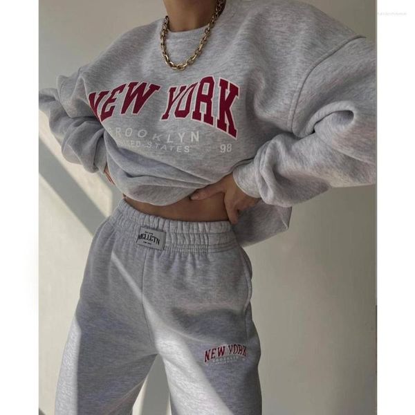 autumn winter women loose pants two piece sets letter print tracksuit female casual o-neck sweatshirt sportswear outfits, White
autumn winter women loose pants two piece sets letter print tracksuit female casual o-neck sweatshirt sportswear outfits, White