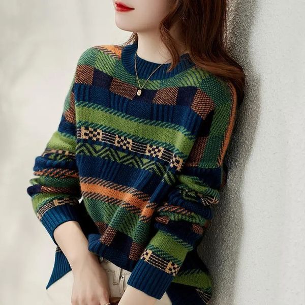 women's vests autumn personalized contrast stripe round neck long sleeve loose drawn knit women's 230403, Black;white
women's vests autumn personalized contrast stripe round neck long sleeve loose drawn knit women's 230403, Black;white