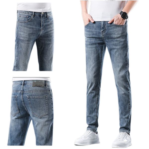 men's jeans spring summer thin denim slim fit european american high-end brand small straight pants hx3222h3, Blue
men's jeans spring summer thin denim slim fit european american high-end brand small straight pants hx3222h3, Blue