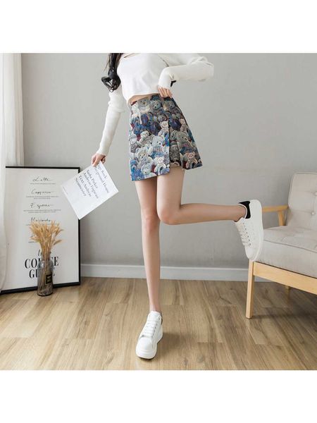 skirts spring and summer new half skirt women's design sense french bear print high waist slimming a-line package hip short skirt p2304, Black
skirts spring and summer new half skirt women's design sense french bear print high waist slimming a-line package hip short skirt p2304, Black