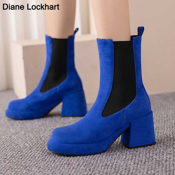 fashion round toe chelsea boots womens platform ankle boots women spring autumn high heels blue flock shoes ladies large size 230403, Black
fashion round toe chelsea boots womens platform ankle boots women spring autumn high heels blue flock shoes ladies large size 230403, Black