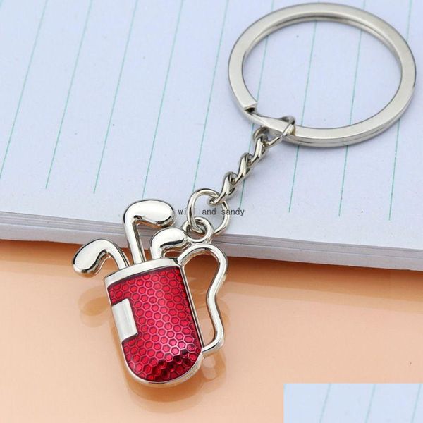 Image of Cell Phone Straps Charms Update Sport Gold Golf Club Key Ring Red Metal Bag Keychain Hangings Women Men Fashion Jewelry Will And S Dhlqk