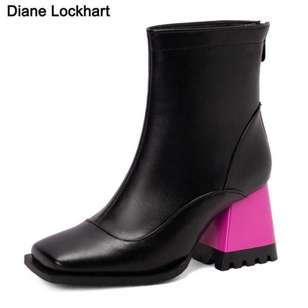 women short boots mixed colors thick heel square toe booties autumn winter fashtion ladies platform ankle boots frauen schuhe 230403, Black
women short boots mixed colors thick heel square toe booties autumn winter fashtion ladies platform ankle boots frauen schuhe 230403, Black