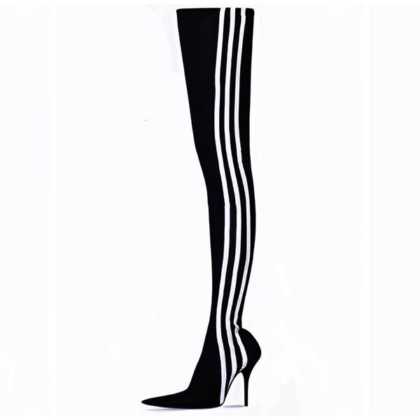 boots mkkhou fashion over knee boots oointy striped matching color high heel elastic boots modern pants shoes 230403, Black
boots mkkhou fashion over knee boots oointy striped matching color high heel elastic boots modern pants shoes 230403, Black