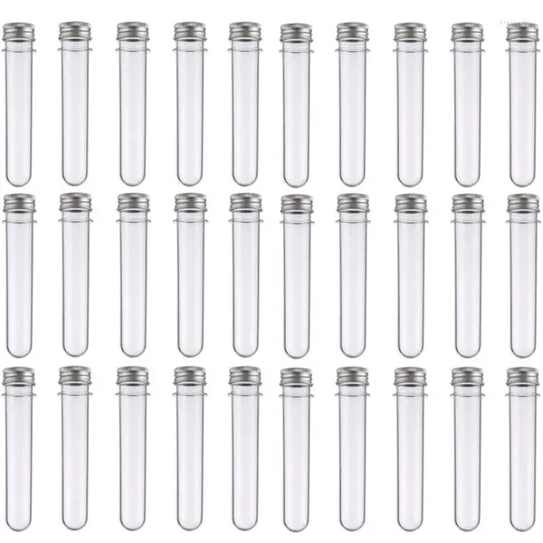 Image of 30Pcs 40 Ml Clear Plastic Test Tubes Bulk With Screw Caps For Sample Party Candy Bath Salts