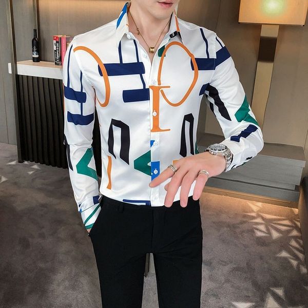 men s casual shirts ins long sleeved boutique korean fashion printing clothing trend buttoned 230403, White;black
men s casual shirts ins long sleeved boutique korean fashion printing clothing trend buttoned 230403, White;black