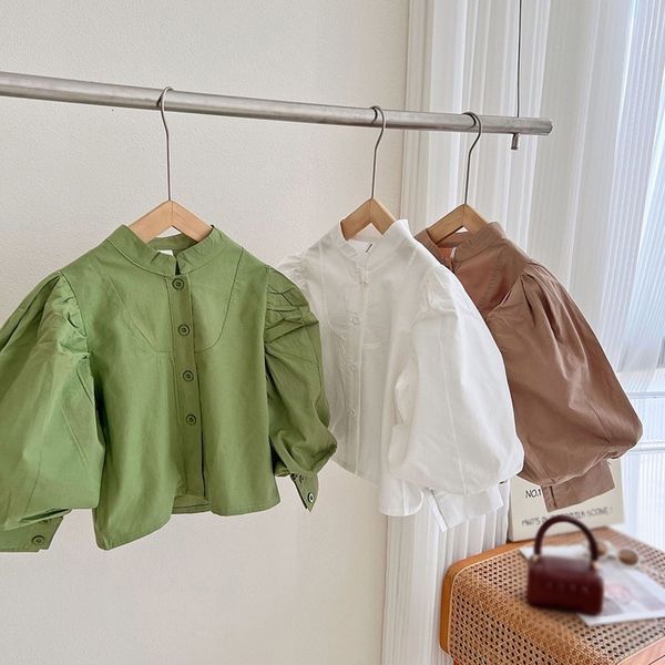 kids shirts children's and girls' clothing stand up collar single breast solid bubble sleeve green white casual girl shirt 230403, White;black
kids shirts children's and girls' clothing stand up collar single breast solid bubble sleeve green white casual girl shirt 230403, White;black