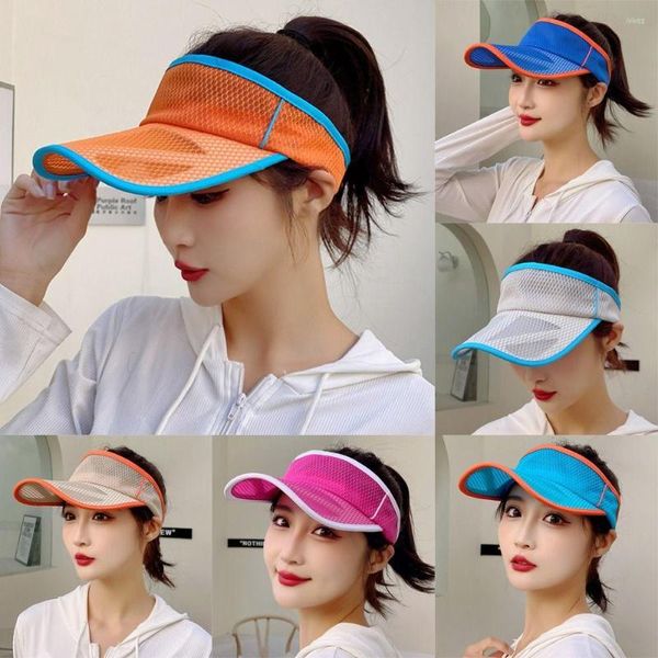 Image of Cycling Caps Summer Outdoor Large Brim Mesh Breathable Sports Visors Baseball Cap Empty Top Hat Sun
